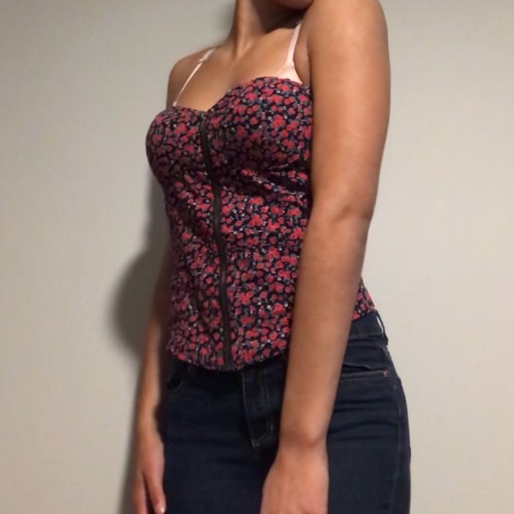 Jessica Simpson floral zip up tube top - Picture 2 of 4